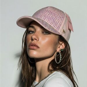 Juicy Couture Rhinestones Heart Women Baseball Hat Cap Pink NWT